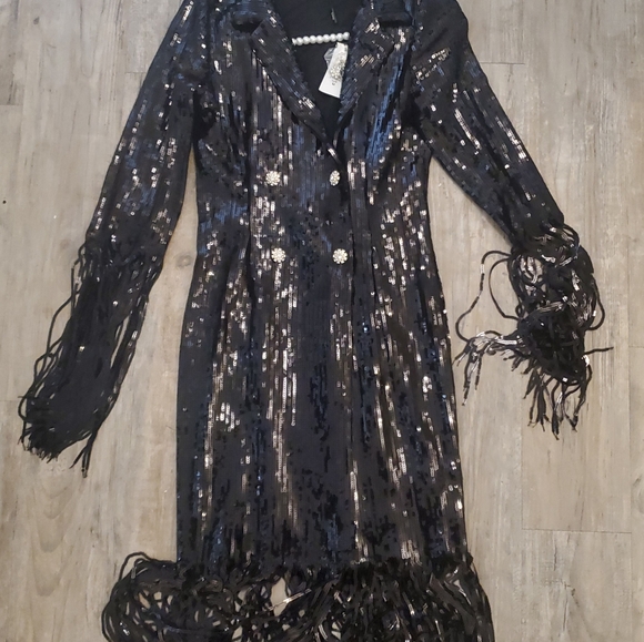WHY Sequin Fringe Trim Dress/Jacket NWT - Picture 5 of 5